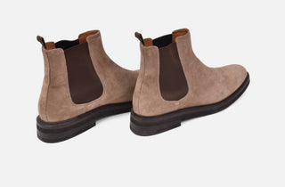 Brunello Cucinelli Taupe Suede Chelsea Boots with Elastic Sides