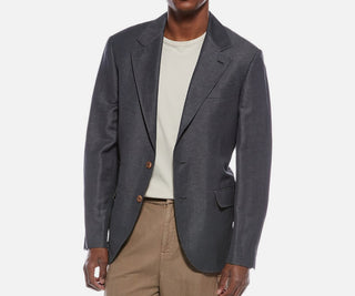 Brunello Cucinelli Linen Blend Two-Button Patch Pocket Blazer