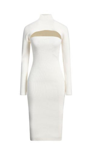 Tom Ford Ribbed Knit Chest Cut-Out Midi Dress