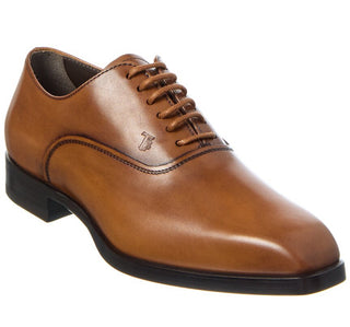 Tods Smooth Leather Plain-Toe Oxford Shoes Brown
