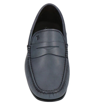 Tods Smooth Leather Penny Loafers in Blue