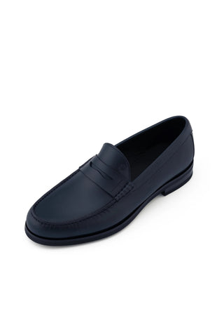 Tods Smooth Leather Penny Loafers Navy Blue