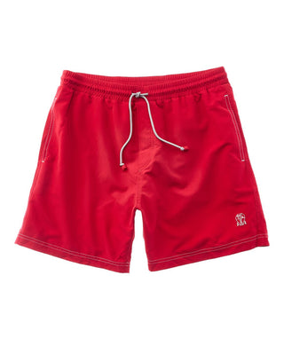 Brunello Cucinelli Technical Fabric Logo-Embroidered Swim Trunks Red