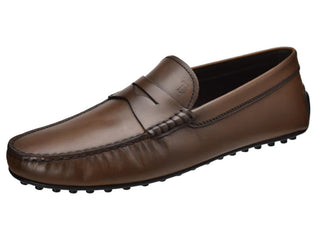 Tods Leather Penny Strap Driving Shoes Brown