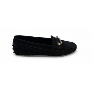 Tods Women's Pebbled Leather Loafers in Black