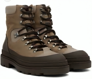 Brunello Cucinelli Two-Tone Leather Hiker Boots with Lug Sole