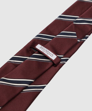 Brunello Cucinelli Brunello Cucinelli Burgundy Silk Striped Regimental Tie