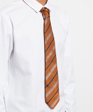 Brunello Cucinelli Repp Silk Diagonal Stripe Tie in Terracotta