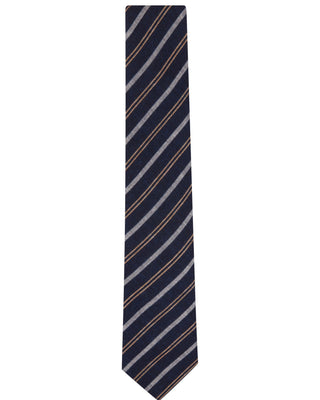Brunello Cucinelli Textured Diagonal Stripe Tie in Navy