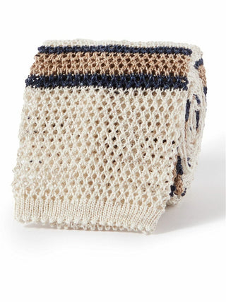 Brunello Cucinelli Open-Knit Striped Cotton Tie