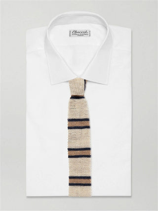 Brunello Cucinelli Open-Knit Striped Cotton Tie