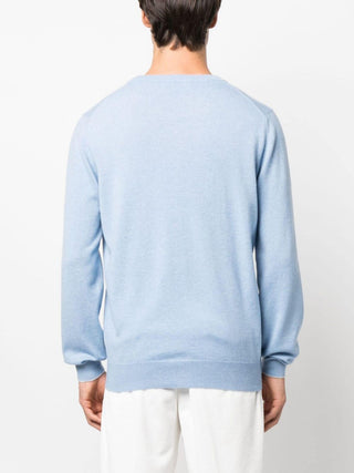 Brunello Cucinelli Cashmere Fine-Knit Crew-Neck Sweater Light Blue
