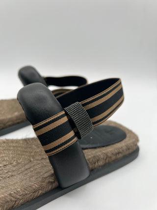 Brunello Cucinelli Padded Leather Monili Espadrille Sandals
