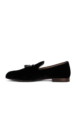 Tom Ford Grain Suede Tassel Slippers in Black