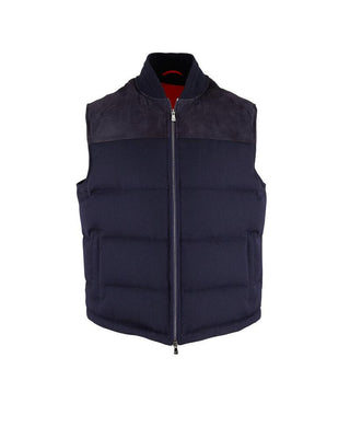 ISAIA Suede Yoke Quilted Full-Zip Vest