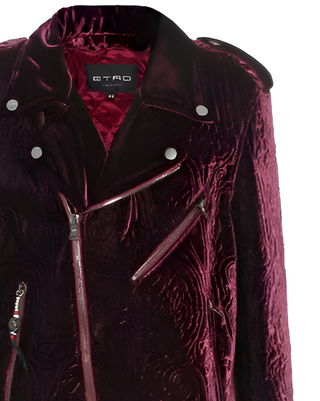 ETRO Quilted Velvet Asymmetric Moto Jacket Deep Purple