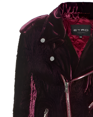 ETRO Quilted Velvet Asymmetric Moto Jacket Deep Purple