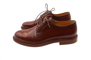 Brunello Cucinelli Smooth Leather Lace-Up Derby Shoes Brown