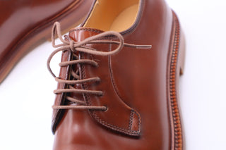 Brunello Cucinelli Smooth Leather Lace-Up Derby Shoes Brown