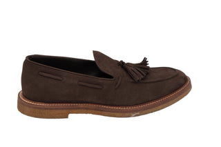 Tods Pebbled Leather Tasselled Loafers in Dark Brown