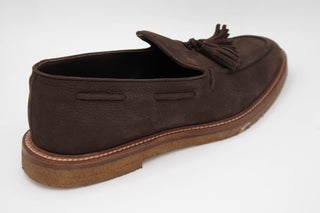 Tods Pebbled Leather Tasselled Loafers in Dark Brown