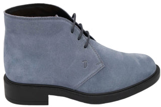 Tods Suede Lace-Up Chukka Boots in Sky Blue