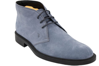 Tods Suede Lace-Up Chukka Boots in Sky Blue