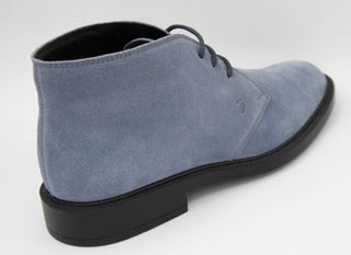 Tods Suede Lace-Up Chukka Boots in Sky Blue