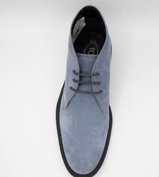 Tods Suede Lace-Up Chukka Boots in Sky Blue