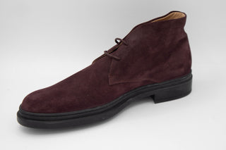 Tods Suede Lace-Up Chukka Boots in Burgundy