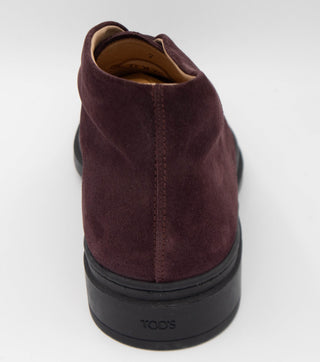 Tods Suede Lace-Up Chukka Boots in Burgundy