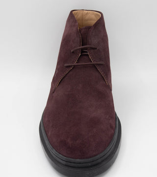 Tods Suede Lace-Up Chukka Boots in Burgundy