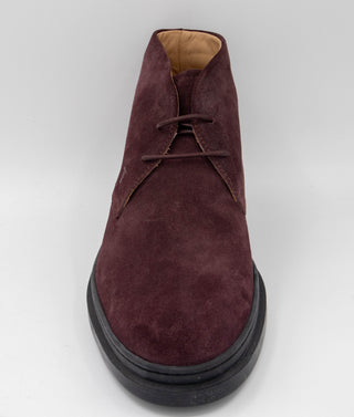 Tods Suede Lace-Up Chukka Boots in Burgundy