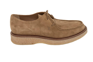 Tods Suede Moc-Toe Lace-Up Shoes with Crepe Sole