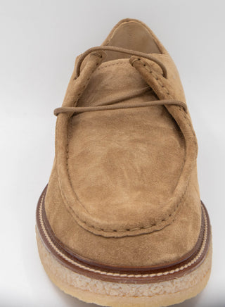 Tods Suede Moc-Toe Lace-Up Shoes with Crepe Sole