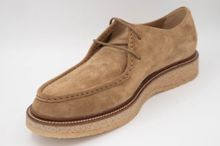 Tods Suede Moc-Toe Lace-Up Shoes with Crepe Sole