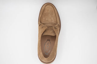 Tods Suede Moc-Toe Lace-Up Shoes with Crepe Sole