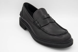Tods Leather Lug Sole Penny Loafers Black