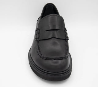 Tods Leather Lug Sole Penny Loafers Black