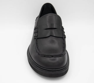 Tods Leather Lug Sole Penny Loafers Black