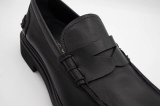 Tods Leather Lug Sole Penny Loafers Black
