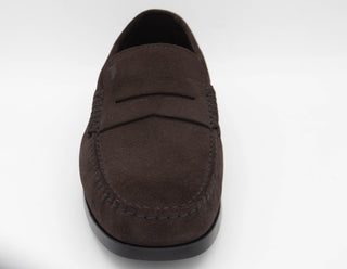 Tods Suede Gommino Loafers Dark Brown