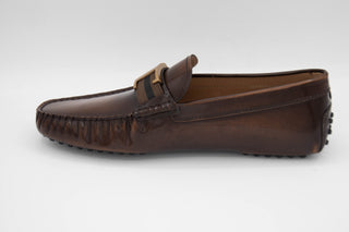 Tods Burnished Leather Gommino Buckle Loafers