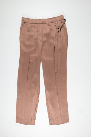 Brunello Cucinelli Satin Effect Tie-Waist Cropped Trousers
