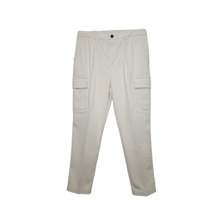 Brunello Cucinelli Cotton Pleated Cargo Trousers in Ecru