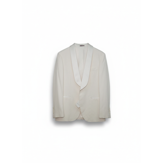 Brunello Cucinelli Cream Satin Shawl Collar Dinner Jacket