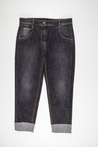 Brunello Cucinelli Washed Black Denim Cropped Jeans