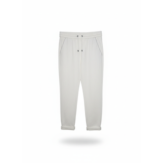 Brunello Cucinelli Knit Drawstring Waist Jogger Pants in White
