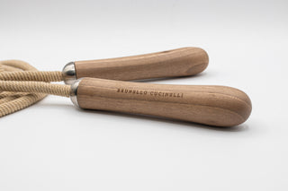 Brunello Cucinelli Walnut and Steel Engraved Jumping Rope