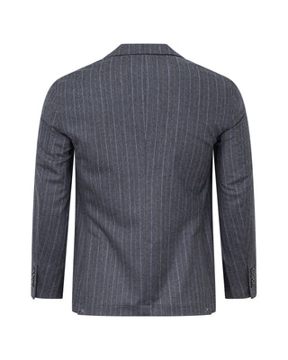 Brunello Cucinelli Grey Pinstripe Wool Single-Breasted Blazer